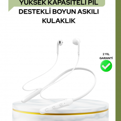 Mey İthalat® 100 Saat Pil Ömrü Boyun Askılı Bluetooth Kablosuz Kulaklık