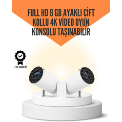 Mey İthalat® 10.000 Oyun Destekli, Çift Kollu 4K Projeksiyon – HDMI, USB, AUX, Ethernet Yok