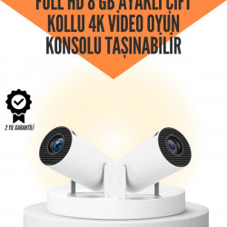Mey İthalat® 10.000 Oyun Destekli, Çift Kollu 4K Projeksiyon – HDMI, USB, AUX, Ethernet Yok