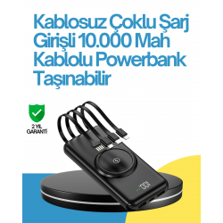 Mey İthalat® 10000mAh Kablosuz ve Hızlı Şarj Destekli Powerbank – Taşınabilir Şarj Gücü