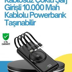 Mey İthalat® 10000mAh Kablosuz ve Hızlı Şarj Destekli Powerbank – Taşınabilir Şarj Gücü