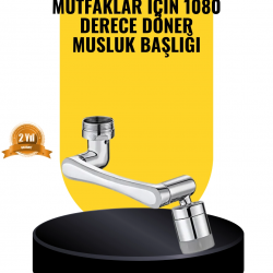 Mey İthalat® 1080° Dönebilen Musluk Başlığı 2 Su Modlu Ayarlanabilir Esnek Tasarım