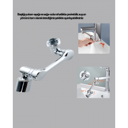 Mey İthalat® 1080° Dönebilen Musluk Başlığı Robotik Kol Havalandırıcı Çok Yönlü Su Yönlendirme