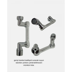 Mey İthalat® 1080° Dönebilen Musluk Ucu – Su Tasarruflu, Esnek ve 360° Çift Eksenli Başlık