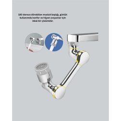 Mey İthalat® 1080° Dönebilen Püskürtme Filtreli Musluk Başlığı Su Tasarruflu