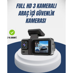Mey İthalat® 1080P Üç Kameralı Araç Kamerası Wi-Fi Destekli Park Modu ve G-Sensörlü