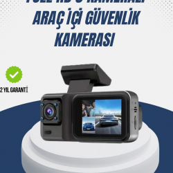 Mey İthalat® 1080P Üç Kameralı Araç Kamerası Wi-Fi Destekli Park Modu ve G-Sensörlü
