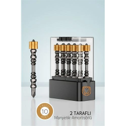 Mey İthalat® 10’lu Çift Taraflı Manyetik Amortisörlü Yıldız Çelik Vidalama Uç Seti – 65mm PZ2 Endüstriyel