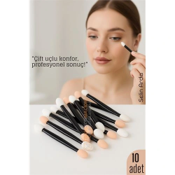 Mey İthalat® 10’lu Göz Makyaj Aplikatörü Seti – Çift Uçlu, Sünger Başlıklı, Far Uygulama İçin İdeal
