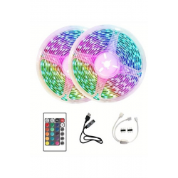 Mey İthalat® 10M Şerit Led İç Mekan Renkli Rgb Şerit Led Kumandalı