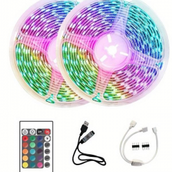 Mey İthalat® 10M Şerit Led İç Mekan Renkli Rgb Şerit Led Kumandalı