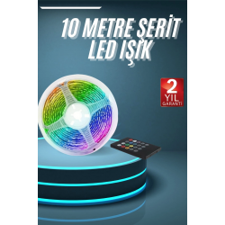 Mey İthalat® 10M Şerit Led İç Mekan Renkli Rgb Şerit Led Kumandalı