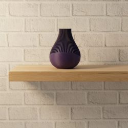 Mey İthalat® 11 cm Mor Minimal Çizgili Vazo Masa Üstü Şık Dekor Objesi