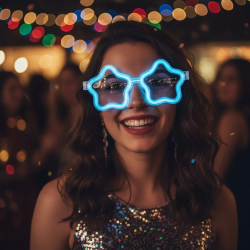 Mey İthalat® 12 Adet Yıldız Gözlük – Glow Partisi ve Etkinlik İçin