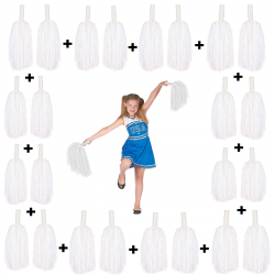 Mey İthalat® 12 Çift ( 24 Adet ) Beyaz Renk 23 Nisan 19 Mayıs 29 Ekim Okul Gösteri Ponponları