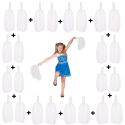 Mey İthalat® 12 Çift ( 24 Adet ) Beyaz Renk 23 Nisan 19 Mayıs 29 Ekim Okul Gösteri Ponponları