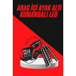 Mey İthalat® 12 Ledli RGB Işıklı Araç Içi Ayak Altı Led Oto Ampul Kumandalı 7 Renk
