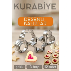 Mey İthalat® 12'li Kurabiye Kalıbı Seti Profesyonel Şef Paslanmaz Çelik  | Mutfak Sanatınızın Vazgeçilmezi