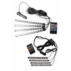 Mey İthalat® 12'Lİ Şerit Led Işık RGB Sese ve Müziğe Duyarlı Araç İçi Ayak Altı