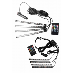 Mey İthalat® 12'Lİ Şerit Led Işık RGB Sese ve Müziğe Duyarlı Araç İçi Ayak Altı