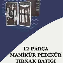 Mey İthalat® 12 Parça Paslanmaz Çelik Kompakt ve Taşınabilir Manikür Makası Tırnak Makası