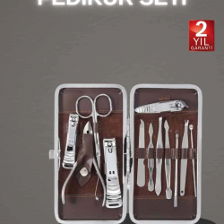 Mey İthalat® 12 Parça Paslanmaz Çelik Kompakt ve Taşınabilir Manikür Makası Tırnak Makası
