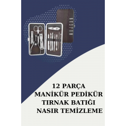 Mey İthalat® 12 Parça Paslanmaz Çelik Kompakt ve Taşınabilir Manikür Makası Tırnak Makası