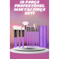 Mey İthalat® 12 Parça Profesyonel Makyaj Seti Yumuşak Kıllı Yüz ve Göz Makyajına Uygun
