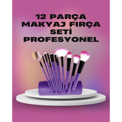 Mey İthalat® 12 Parça Yumuşak Kıllı Makyaj Fırçası Seti Yüz ve Göz Makyajına Uygun Profesyonel Kullanım