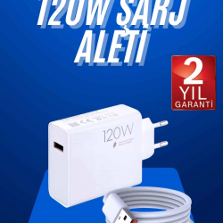 Mey İthalat® 120 Watt Turbo Hızlı Şarj Aleti Seti Hızlı Şarj Adaptörü Beyaz