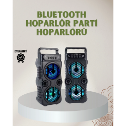 Mey İthalat® 1200 mAh Şarjlı LED Işıklı Bluetooth Hoparlör – FM Radyolu, Hafıza Kart Destekli