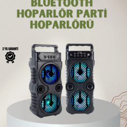 Mey İthalat® 1200 mAh Şarjlı LED Işıklı Bluetooth Hoparlör – FM Radyolu, Hafıza Kart Destekli