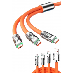Mey İthalat® 120W 3 İn 1 Uyumlu Silikon Şarj Kablosu Hızlı Şarj Kablosu