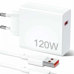 Mey İthalat® 120W Şarj Aleti Hızlı Çift Turbo Şarj Aleti Seti Beyaz