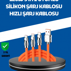 Mey İthalat® 120W Şarj Destekli 3’ü 1 Arada Çoklu Şarj Kablosu – 1.2 Metre