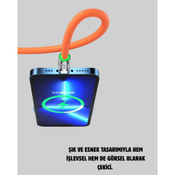 Mey İthalat® 120W Şarj Destekli 3’ü 1 Arada Çoklu Şarj Kablosu – 1.2 Metre