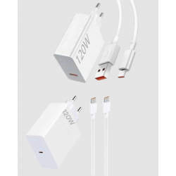 Mey İthalat® 120W Süper Hızlı Şarj Adaptörü – Type-C Kablo Dahil, Yüksek Voltaj Korumalı