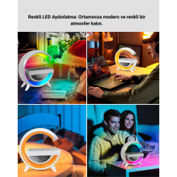 Mey İthalat® 13 Renk Seçenekli Kablosuz Şarj Cihazlı LED Lamba