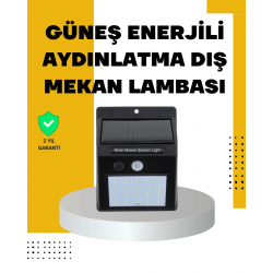 Mey İthalat® 144 LED'li Geniş Aydınlatma Alanına Sahip Güneş Enerjili Güvenlik Lambası