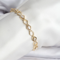 Mey İthalat® 14K Gold Renk Kaplama Baklava Dilim Model Kadın Bileklik