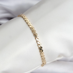 Mey İthalat® 14K Gold Renk Kaplama Ezme Yılan Zincir Model CM Kadın Bileklik