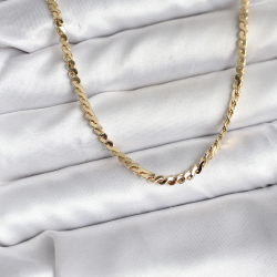 Mey İthalat® 14K Gold Renk Kaplama Ezme Yılan Zincir Model CM Kadın Kolye