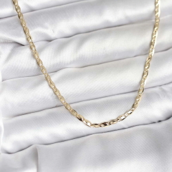 Mey İthalat® 14K Gold Renk Kaplama Ezme Zincir Model CM Kadın Kolye