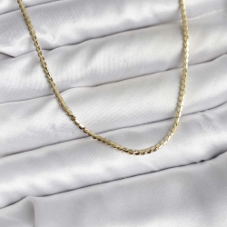 Mey İthalat® 14K Gold Renk Kaplama Ezme Zincir Model CM Kadın Kolye