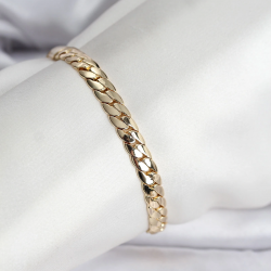 Mey İthalat® 14K Gold Renk Kaplama Ezme Zincir Model Kadın Bileklik