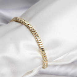 Mey İthalat® 14K Gold Renk Kaplama Kare Zincir Model CM Kadın Bileklik