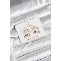 Mey İthalat® 14K Gold Renk Kaplama Kutup Yıldız Zirkon Taşlı CM Kadın Küpe