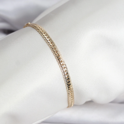 Mey İthalat® 14K Gold Renk Kaplama Lazer Ezme Zincir Model CM Kadın Bileklik