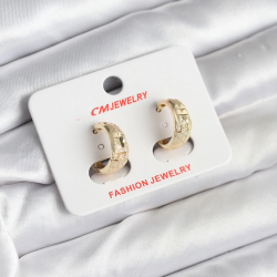 Mey İthalat® 14K Gold Renk Kaplama Lazer Halka CM Kadın Küpe