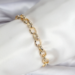 Mey İthalat® 14K Gold Renk Kaplama Lazerli Zincir Model CM Kadın Bileklik